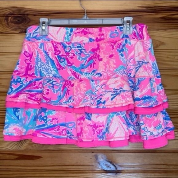 Lilly Pulitzer Luxletic x Meryl Zela Skort In Light Pascha Pink Aquadesiac LARGE - Picture 1 of 5